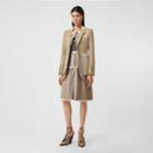 Burberry Burberry Contrast Seam Wool Cashmere And Linen Blazer, Size: 02, Beige