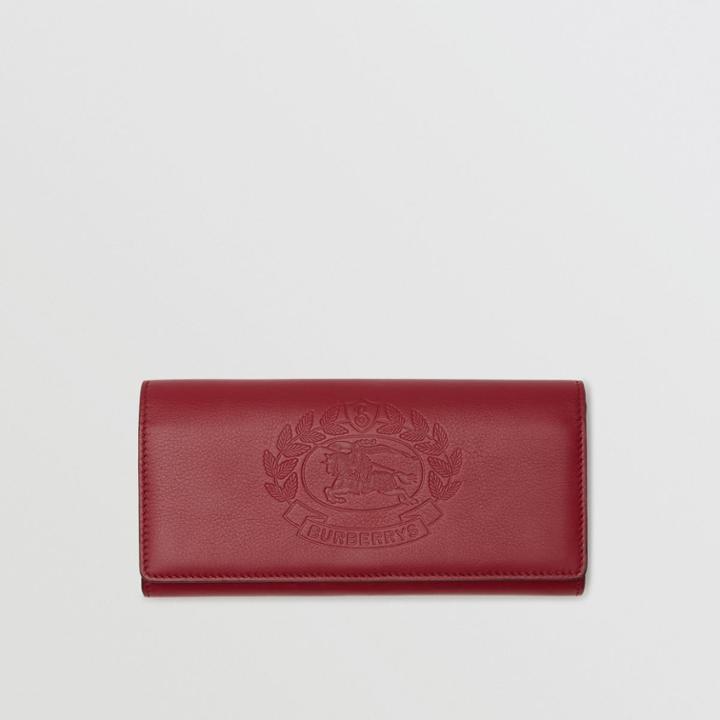 Burberry Burberry Embossed Crest Two-tone Leather Continental Wallet, Red