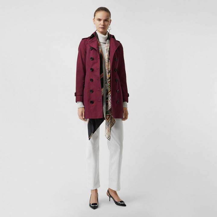 Burberry Burberry Sandringham Fit Cotton Gabardine Trench Coat, Size: 0, Red