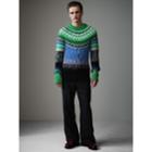 Burberry Burberry Multi-knit Cashmere Wool Mohair Moulin Sweater, Green