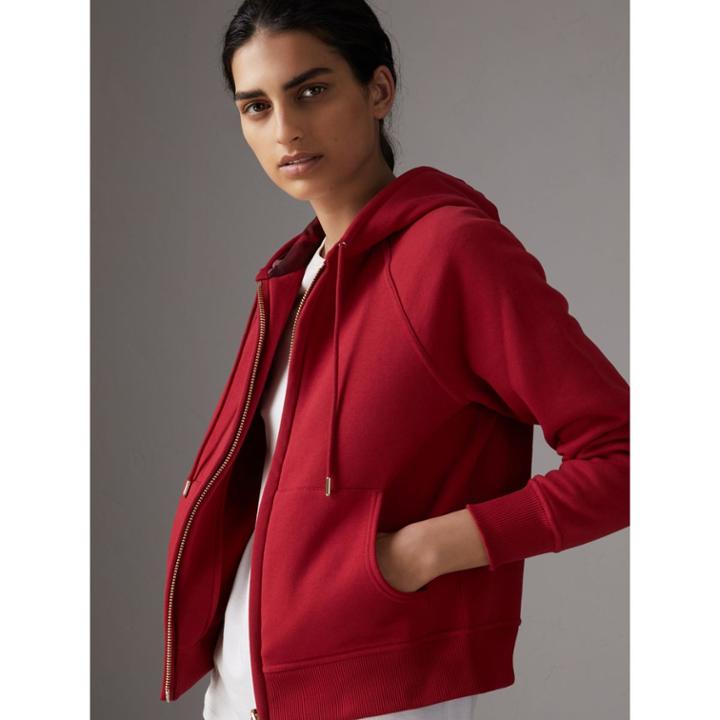 Burberry Burberry Hooded Zip-front Cotton Blend Sweatshirt