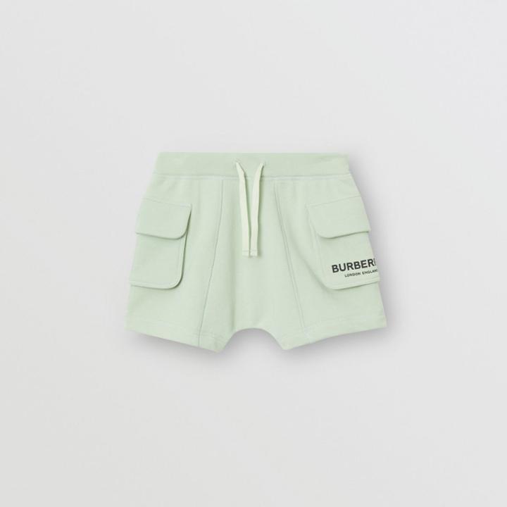 Burberry Burberry Childrens Logo Print Cotton Drawcord Shorts, Size: 14y, Green