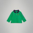 Burberry Burberry Archive Logo Print Cotton Long-sleeve Polo Shirt, Size: 18m, Green