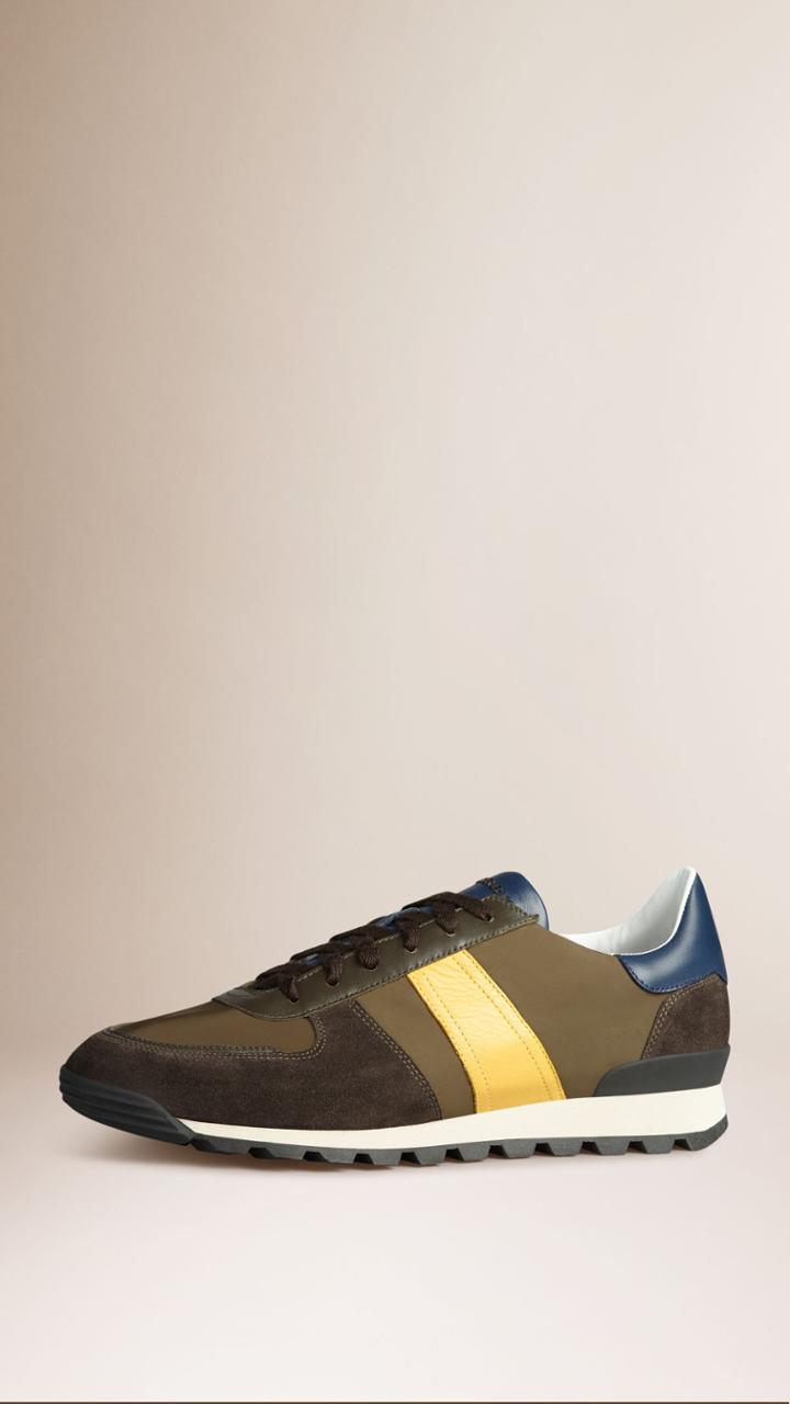 Burberry Burberry Suede And Leather Trainers, Size: 46, Green