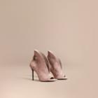 Burberry Burberry Buckle Detail Suede Peep-toe Ankle Boots, Size: 38, Pink