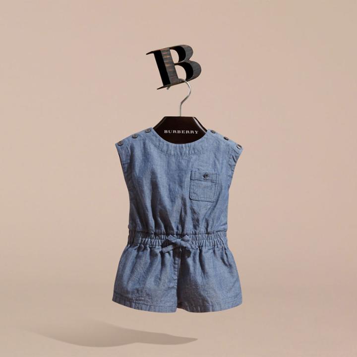 Burberry Burberry Cotton Chambray Playsuit, Size: 2y, Blue