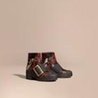 Burberry Burberry The Buckle Boot In Snakeskin And Rubberised Leather, Size: 41.5, Purple
