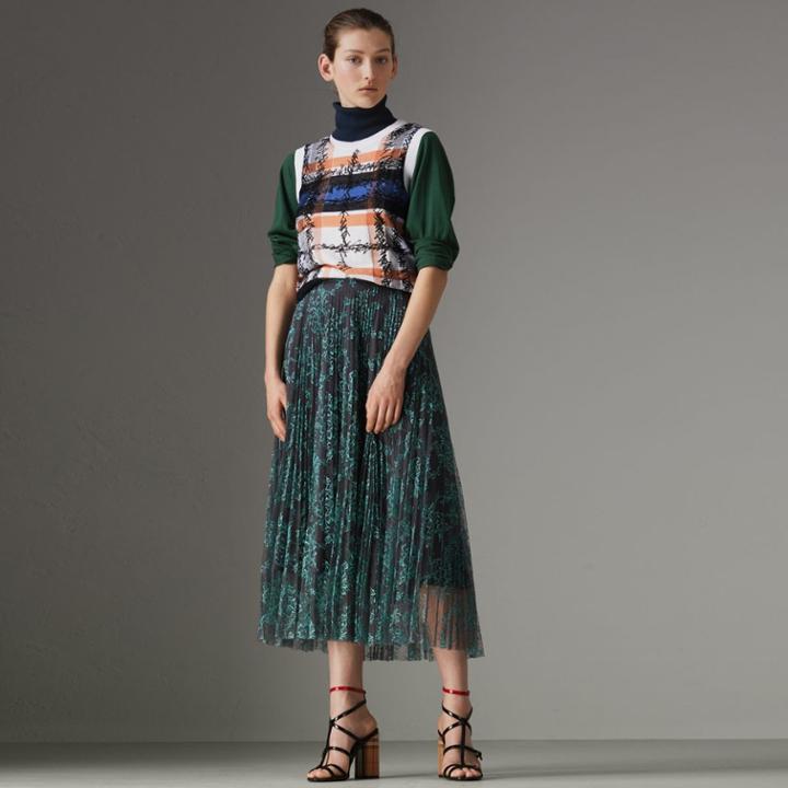 Burberry Burberry Pleated Lace Skirt, Size: 02