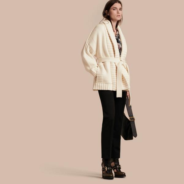 Burberry Knitted Wool Cashmere Belted Cardigan Jacket