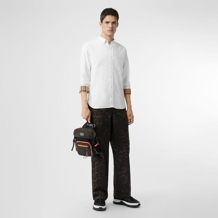 Burberry Burberry Check Cuff Cotton Oxford Shirt, Size: Xs, White
