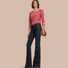 Burberry Burberry Three-quarter Sleeved Stretch Cotton T-shirt With Check Trim, Red