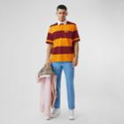 Burberry Burberry Striped Cotton And Diamond Quilted Polo Shirt, Orange