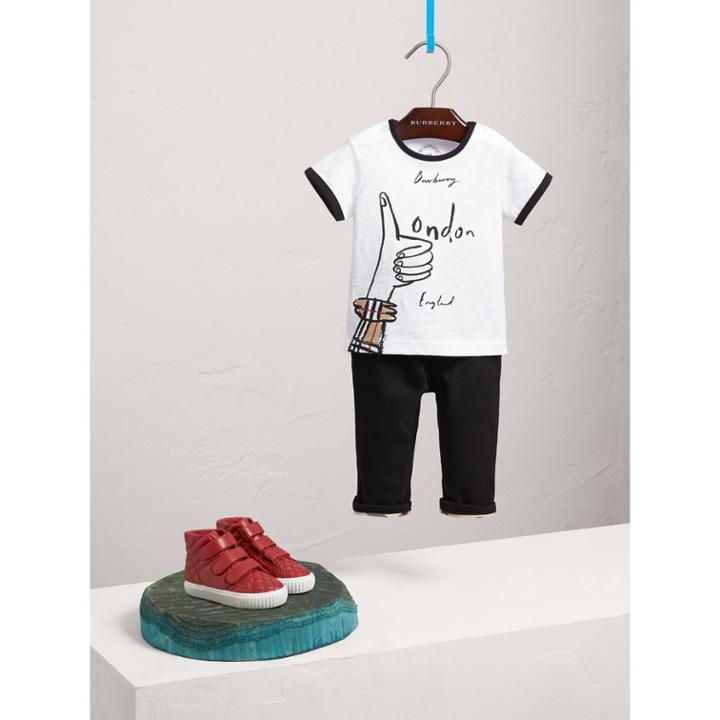 Burberry Burberry London Icons Print Cotton T-shirt, Size: 3y, White