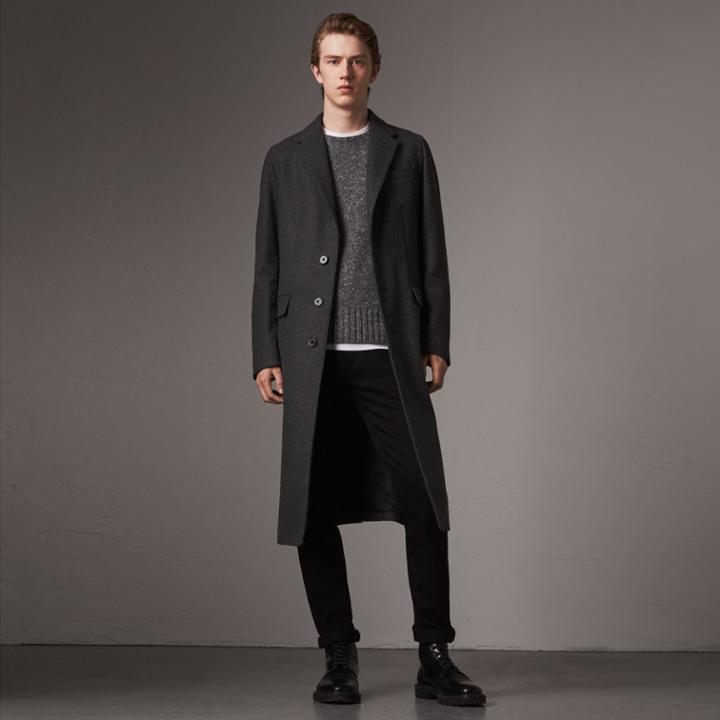 Burberry Burberry Melange Wool Blend Coat, Size: 40, Grey