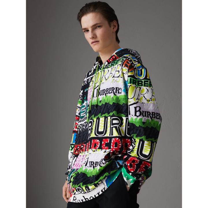 Burberry Burberry Oversized Logo Print Cotton Hoodie