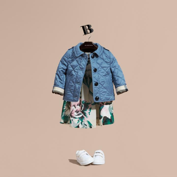 Burberry Burberry Check Detail Quilted Jacket, Size: 2y, Blue