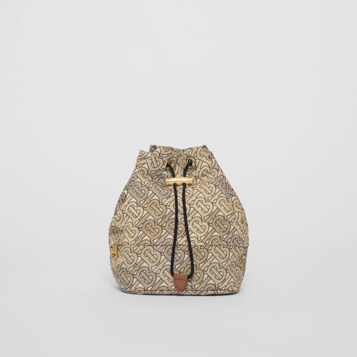 Burberry Burberry Monogram Print Nylon Drawcord Pouch, Beige