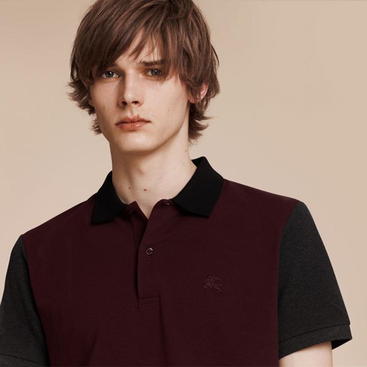 Burberry Burberry Colour-block Cotton Piqu Polo Shirt, Size: Xs, Red