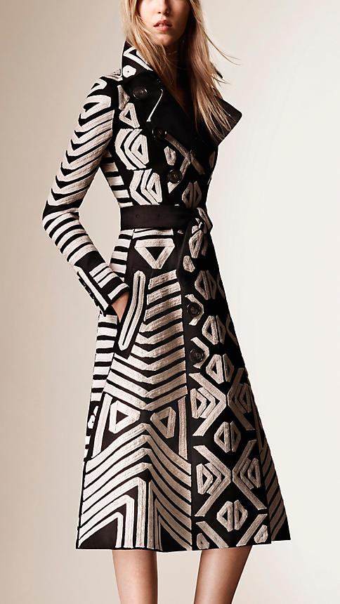 Burberry Prorsum Tape Embroidery Cotton Sateen Coat