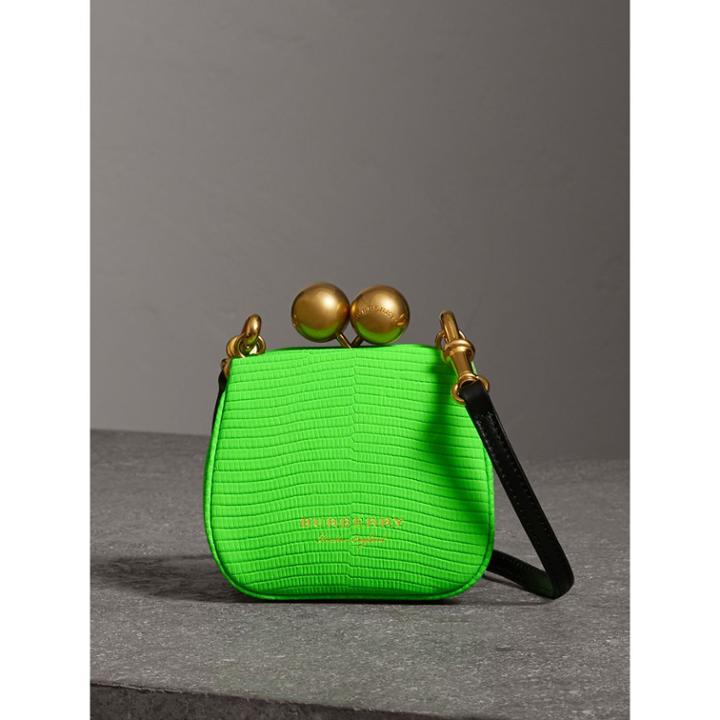 Burberry Burberry Mini Two-tone Lizard Metal Frame Clutch Bag