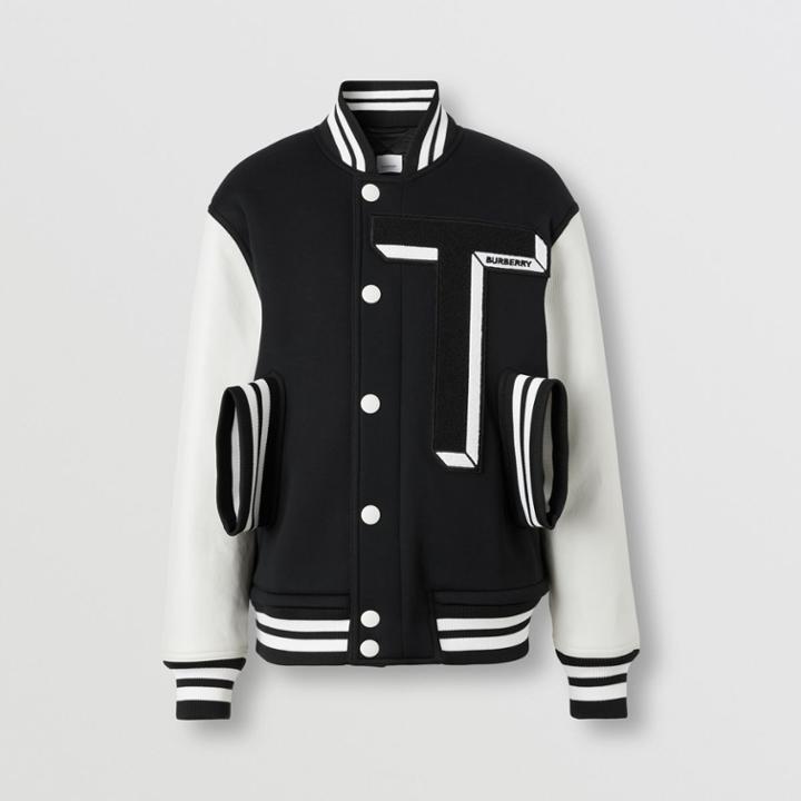 Burberry Burberry Leather Sleeve Viscose Varsity Jacket, Size: 38