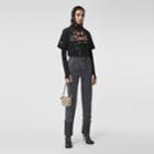 Burberry Burberry Rose Print Cotton Oversized T-shirt, Size: Xs, Black
