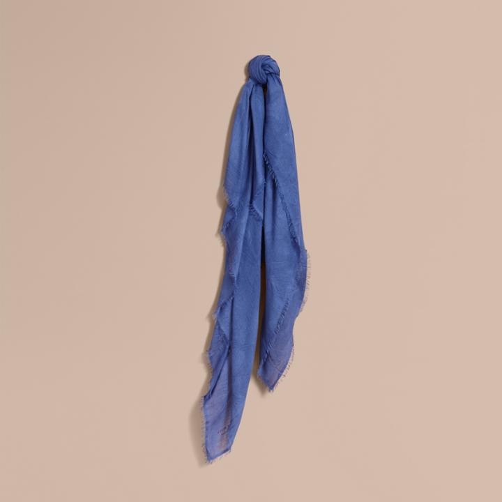 Burberry Burberry Lightweight Overdyed Modal Wool Scarf, Blue