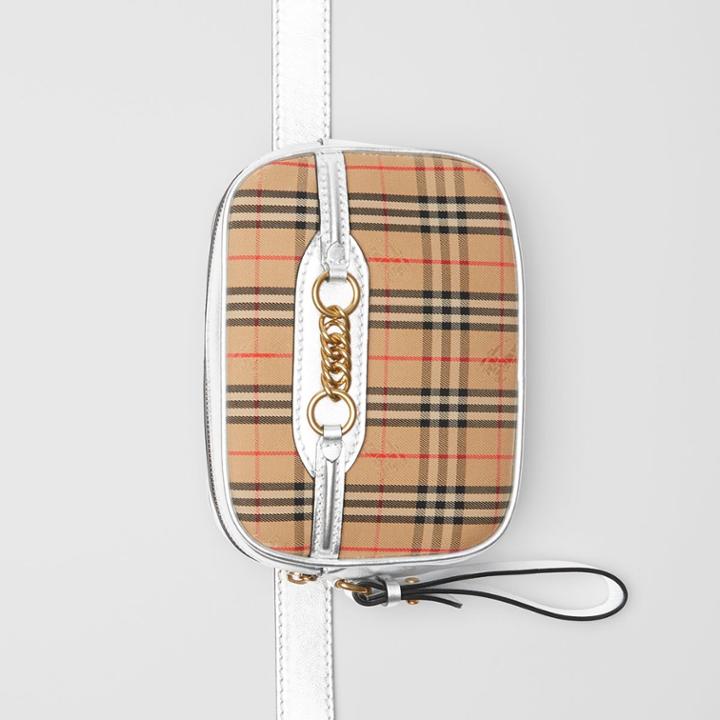Burberry Burberry The 1983 Check Link Bum Bag With Leather Trim, Grey