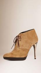 Burberry Burberry Lace-up Suede Ankle Boots, Size: 35, Brown