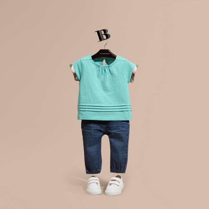 Burberry Burberry Check Detail Cotton T-shirt, Size: 6m, Blue