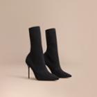Burberry Burberry Mid-calf Knitted Mesh Boots, Size: 38.5, Black