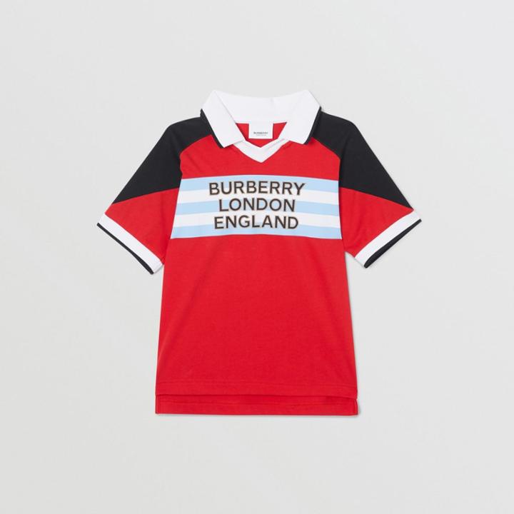 Burberry Burberry Childrens Logo Print Cotton Polo Shirt, Size: 14y, Red