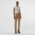 Burberry Burberry Zip Detail Vintage Check Cotton Trousers, Size: 06, Antique Yellow