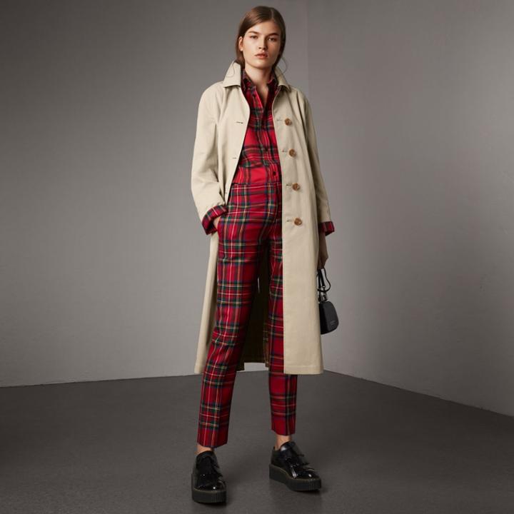 Burberry Burberry Reversible Gabardine And Tartan Wool Car Coat, Size: 00, Yellow