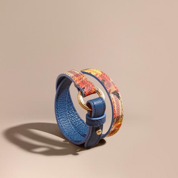 Burberry Floral Print Haymarket Check Wrap Bracelet