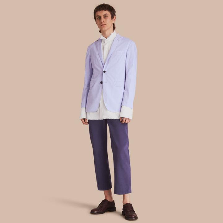 Burberry Burberry Lightweight Cotton Chambray Blazer, Size: 42r, Blue