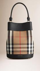 Burberry The Bucket Bag In House Check And Leather