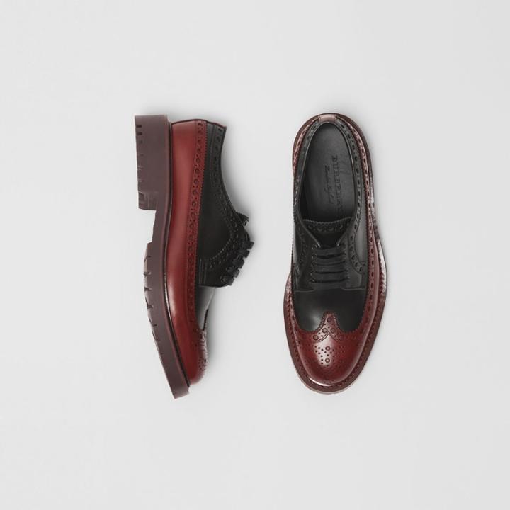 Burberry Burberry Brogue Detail Leather Derby Shoes, Size: 41, Black