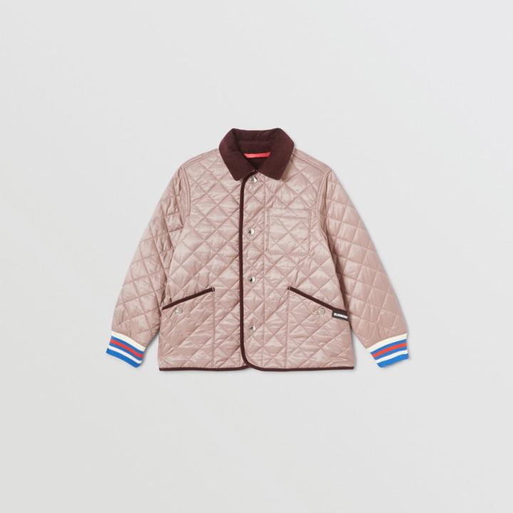 Burberry Burberry Childrens Corduroy Trim Lightweight Diamond Quilted Jacket, Size: 14y, Grey