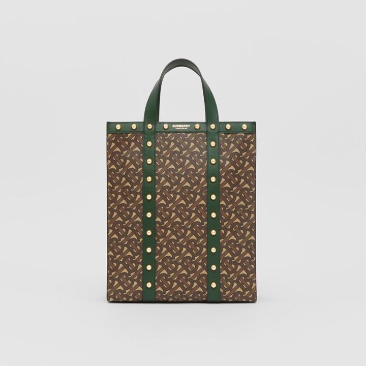 Burberry Burberry Small Monogram Print E-canvas Portrait Tote Bag, Green