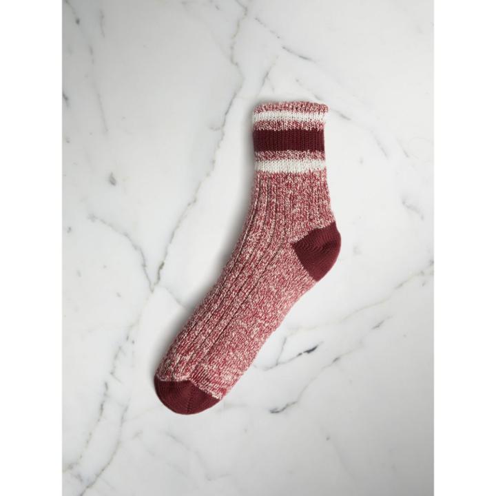 Burberry Burberry Striped Detail Chunky-knit Cotton Moulin Socks, Size: Xl, Red