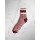 Burberry Burberry Striped Detail Chunky-knit Cotton Moulin Socks, Size: Xl, Red