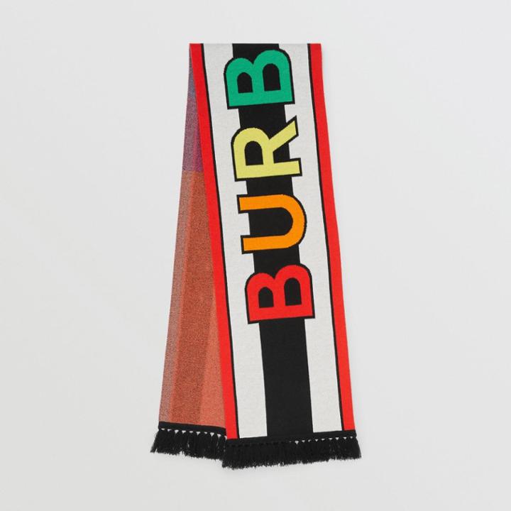 Burberry Burberry Logo Cashmere Jacquard Scarf, Multicolour