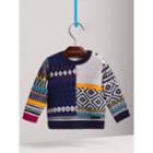 Burberry Burberry Fair Isle Wool Cashmere Patchwork Sweater, Size: 12m, Blue
