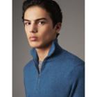 Burberry Burberry Zip-neck Cashmere Cotton Sweater, Size: L, Blue