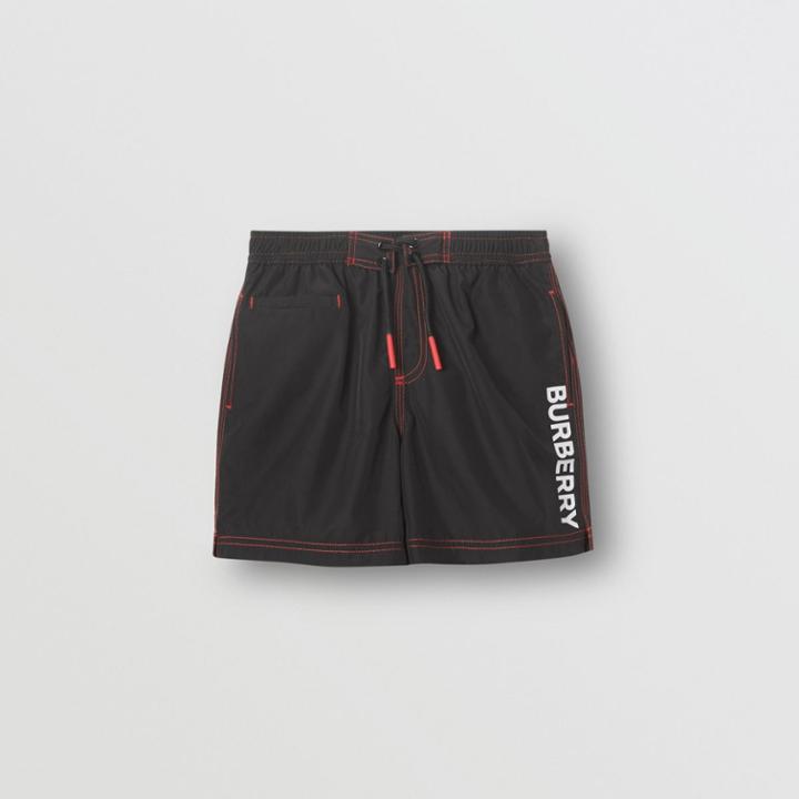 Burberry Burberry Childrens Logo Print Drawcord Swim Shorts, Size: 8y, Black