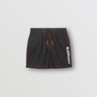 Burberry Burberry Childrens Logo Print Drawcord Swim Shorts, Size: 8y, Black
