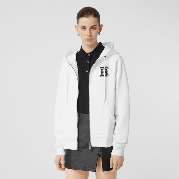 Burberry Burberry Monogram Motif Cotton Oversized Hooded Top, Size: Xxs, White