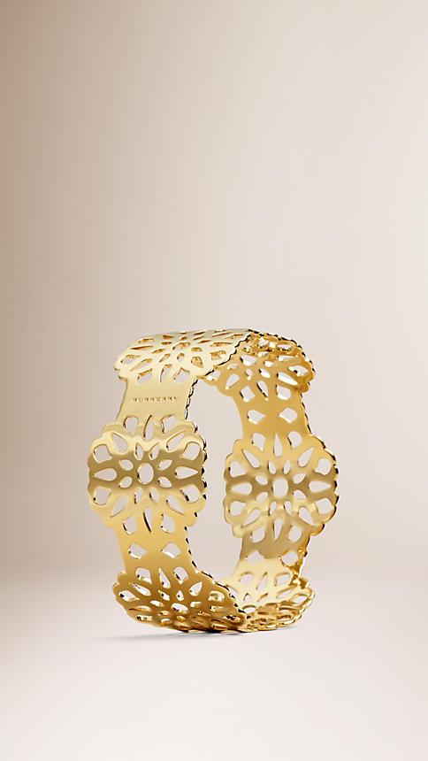 Burberry Floral Lace Cut-out Brass Cuff