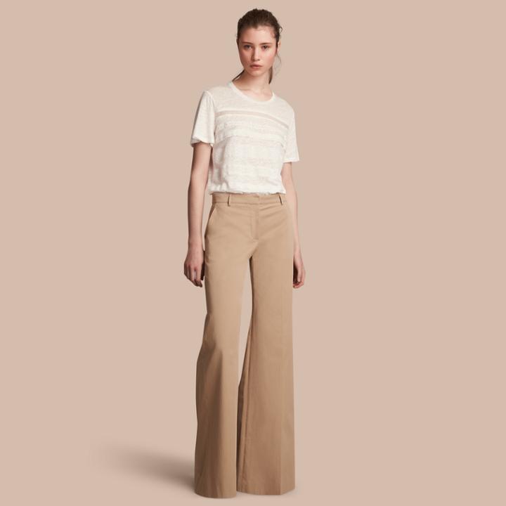 Burberry Burberry Lace Detail Linen T-shirt, Size: M, White
